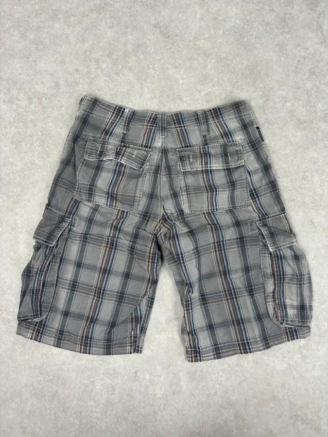 Armani Grey Cargo Checkered Plaid Shorts cVZGCYH 5