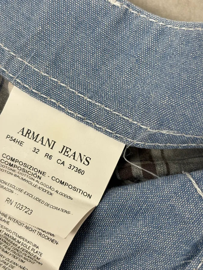 Armani Grey Cargo Checkered Plaid Shorts cVZGCYH 11