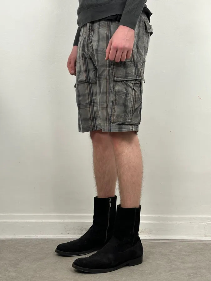 Armani Grey Cargo Checkered Plaid Shorts cVZGCYH 2