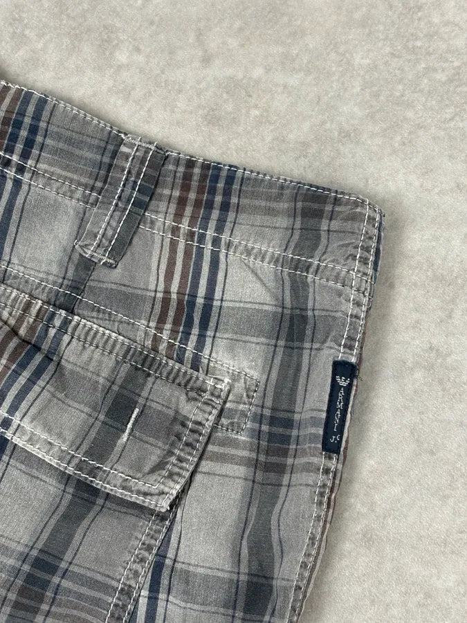 Armani Grey Cargo Checkered Plaid Shorts cVZGCYH 8