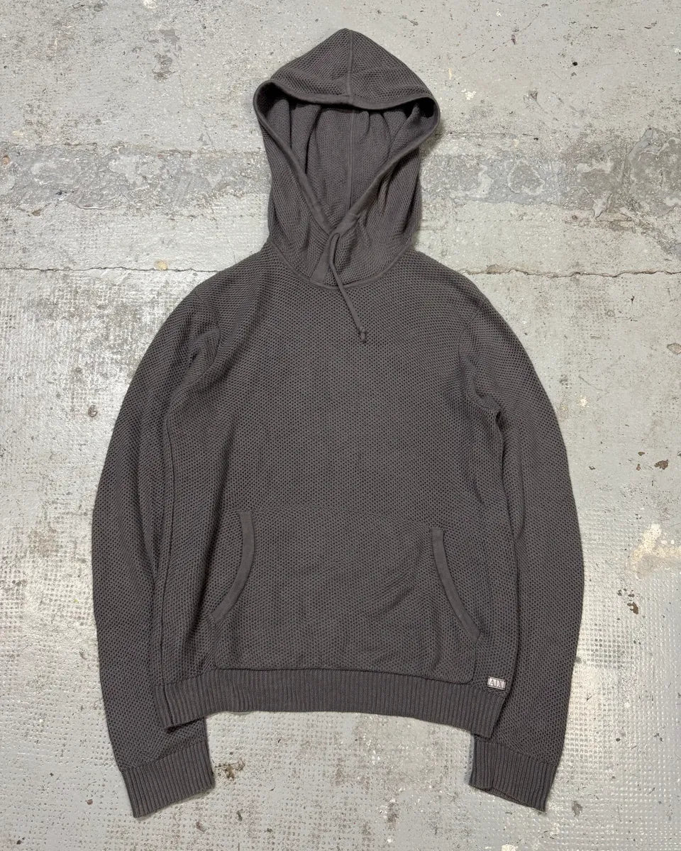 Armani Grey Mesh Hoodie uzvVXRL 0