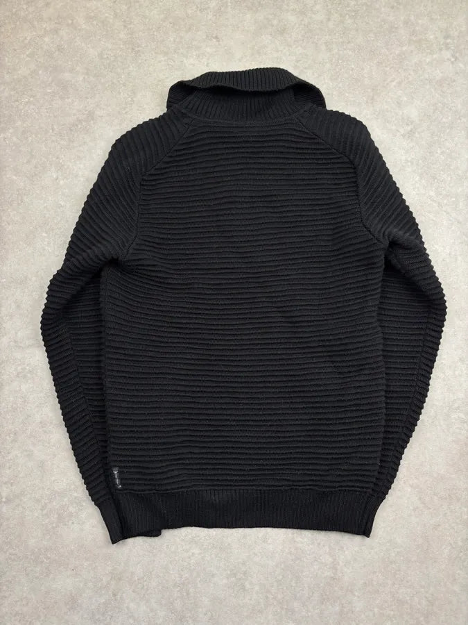 Armani Black Plissed Buttoned Sweater bgDYGrx 5