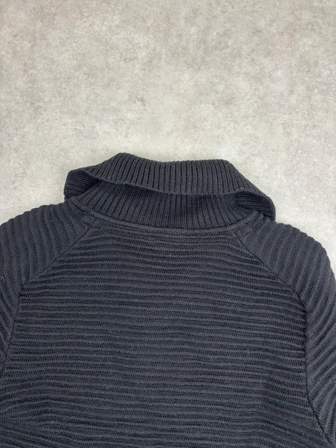 Armani Black Plissed Buttoned Sweater bgDYGrx 6