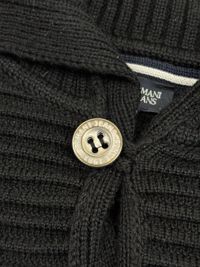 Armani Black Plissed Buttoned Sweater bgDYGrx 7