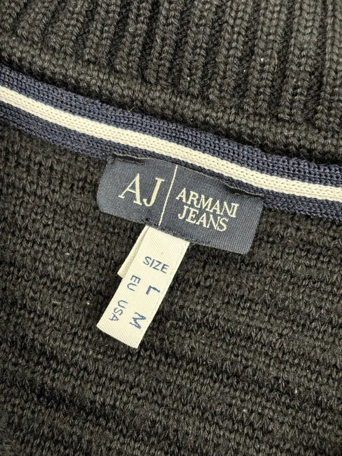 Armani Black Plissed Buttoned Sweater bgDYGrx 8