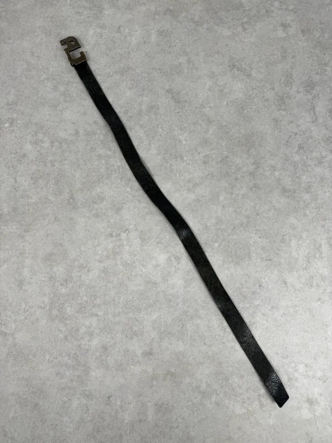 Armani AJ Black Leather Hammered Belt UYyZUwr 2