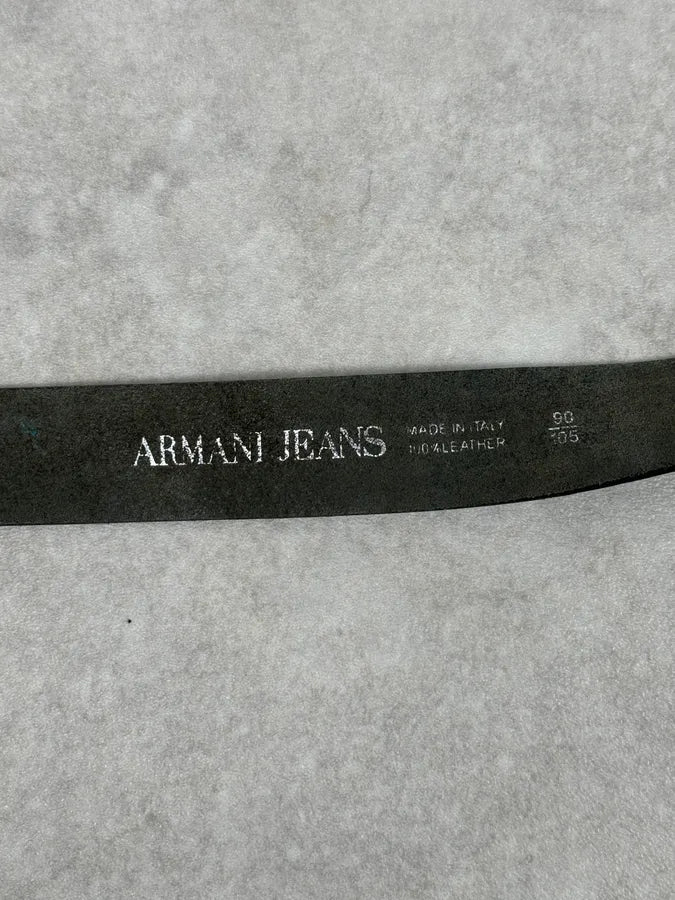 Armani AJ Black Leather Hammered Belt UYyZUwr 7