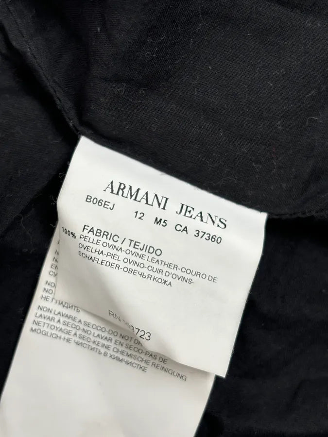 2000s Armani Black High-Neck Avant-Garde Leather Jacket  vGRzeNp 11