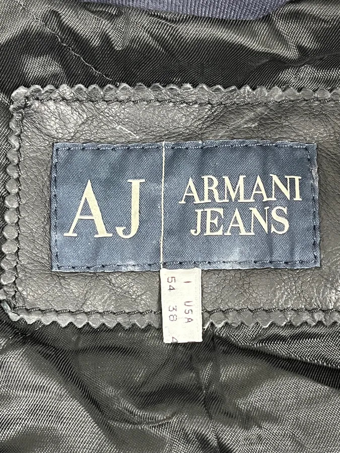 2000s Armani Hybrid Black & Green Leather Biker Jacket FoVDghN 9