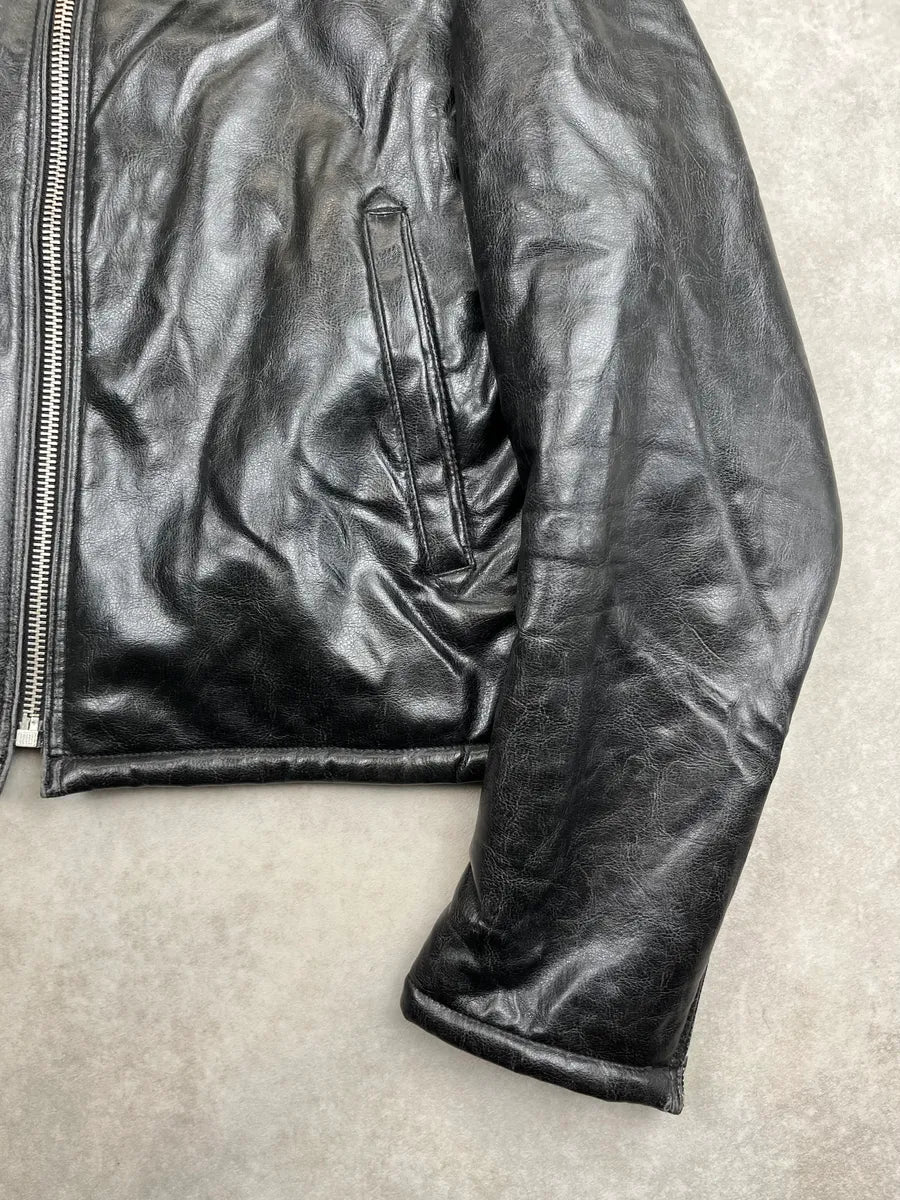 2000s Armani Black Faux Leather Cropped Biker Jacket ikEQfjM 7