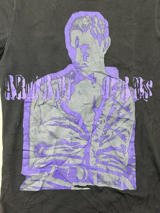 2000s Armani Black Mysterious Graphic Purple Print T-Shirt gCvfrKW 7