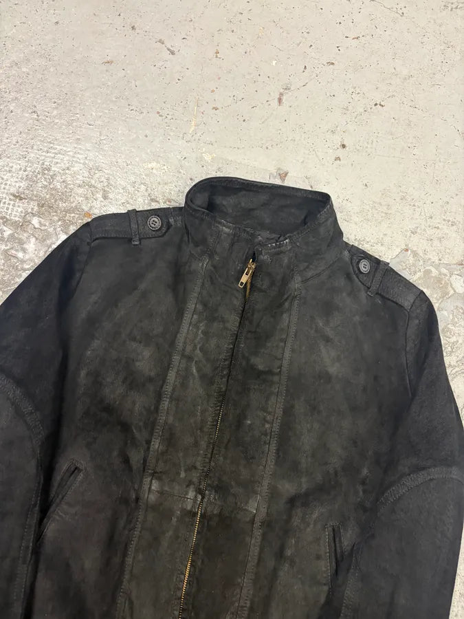 Armani Black Suede Avant-Garde Bomber Jacket gAEpeBE 3