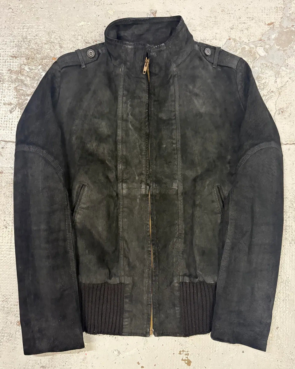 Armani Black Suede Avant-Garde Bomber Jacket gAEpeBE 0