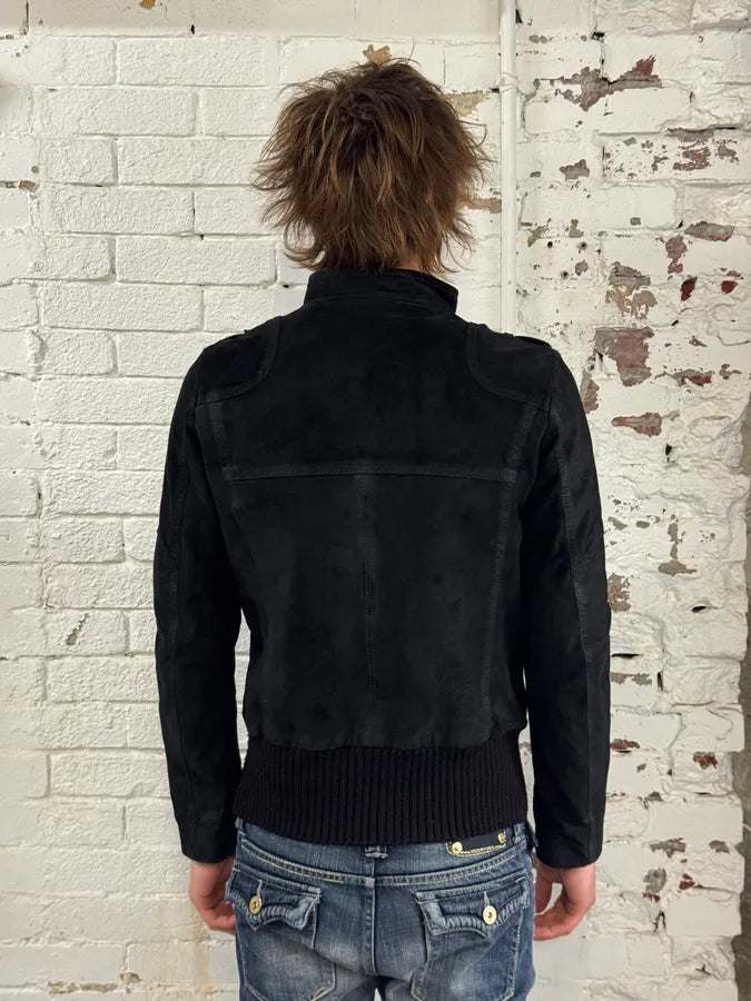 Armani Black Suede Avant-Garde Bomber Jacket gAEpeBE 2