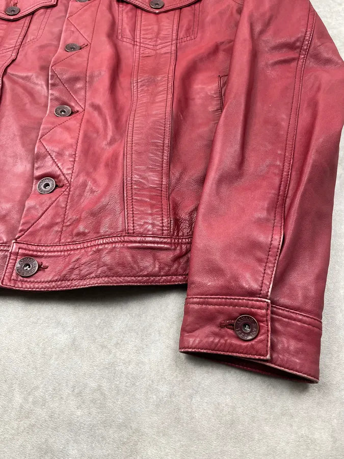Armani Red Leather Leather Jacket ovkbALM 7