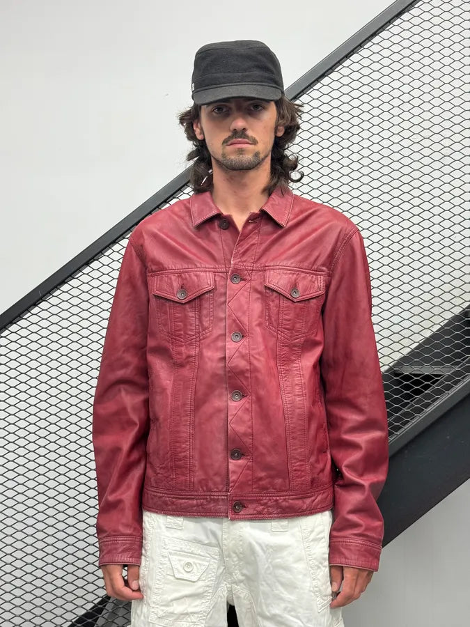 Armani Red Leather Leather Jacket ovkbALM 2