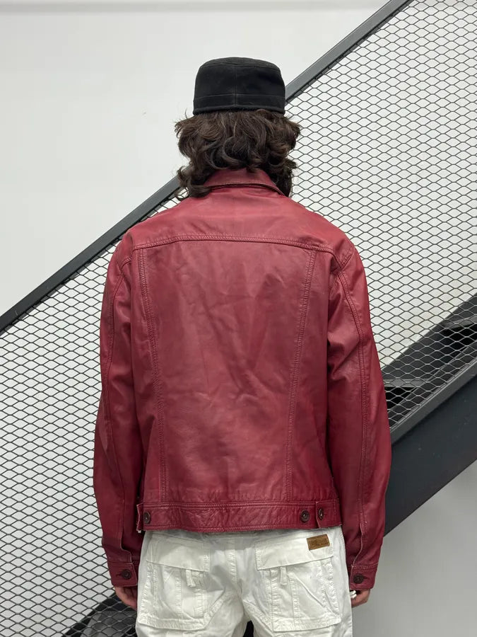Armani Red Leather Leather Jacket ovkbALM 3