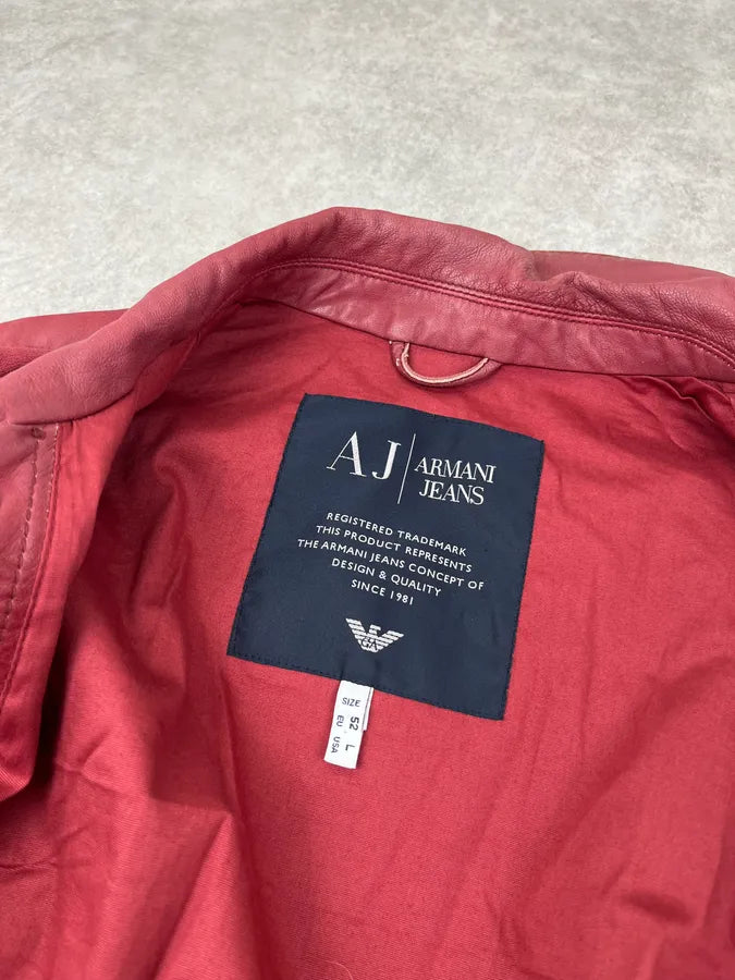 Armani Red Leather Leather Jacket ovkbALM 8