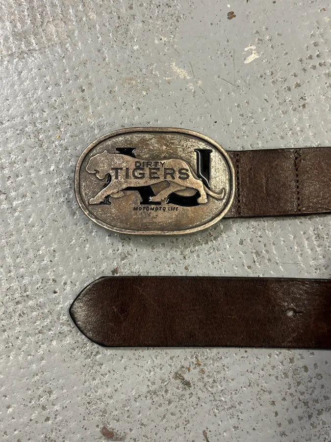 Armani Brown Leather Tigers Buckle Belt ycdCYJm 2