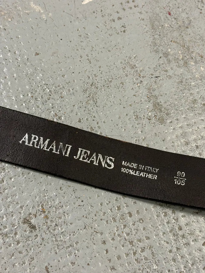 Armani Brown Leather Tigers Buckle Belt ycdCYJm 7