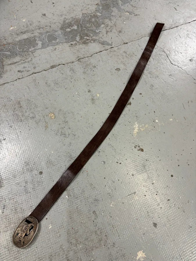 Armani Brown Leather Tigers Buckle Belt ycdCYJm 8