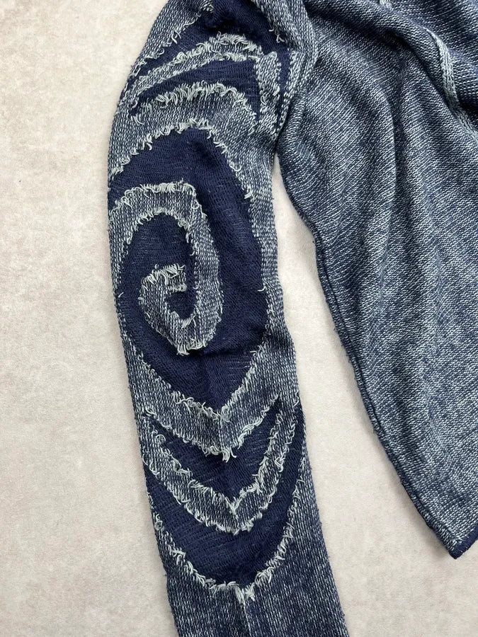 2000s Armani Charcoal Wool Distressed Tribal Sweater GmSXOvC 7