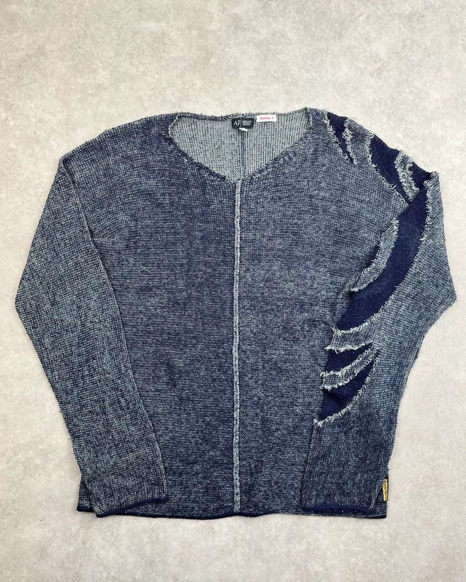 2000s Armani Charcoal Wool Distressed Tribal Sweater GmSXOvC 2