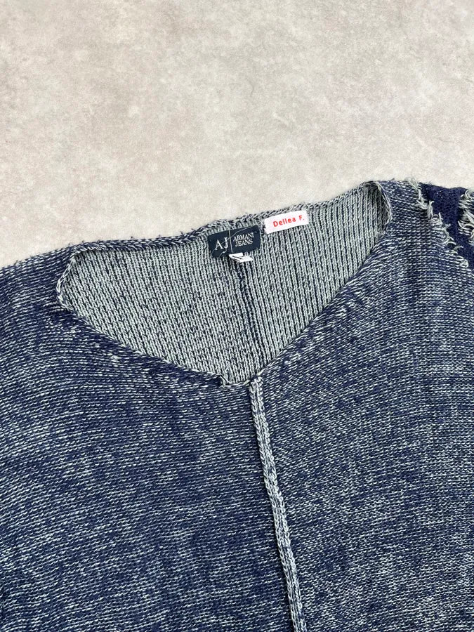 2000s Armani Charcoal Wool Distressed Tribal Sweater GmSXOvC 4