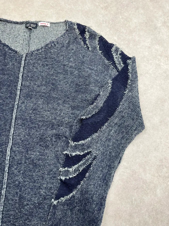 2000s Armani Charcoal Wool Distressed Tribal Sweater GmSXOvC 6
