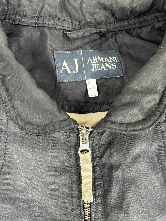 2000s Armani Faded Black Nylon Zip Multi-Pocket Bomber Jacket JmHnlIv 8