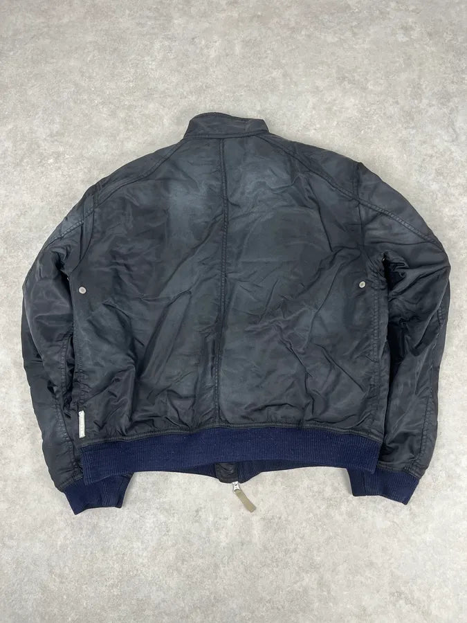 2000s Armani Faded Black Nylon Zip Multi-Pocket Bomber Jacket JmHnlIv 5