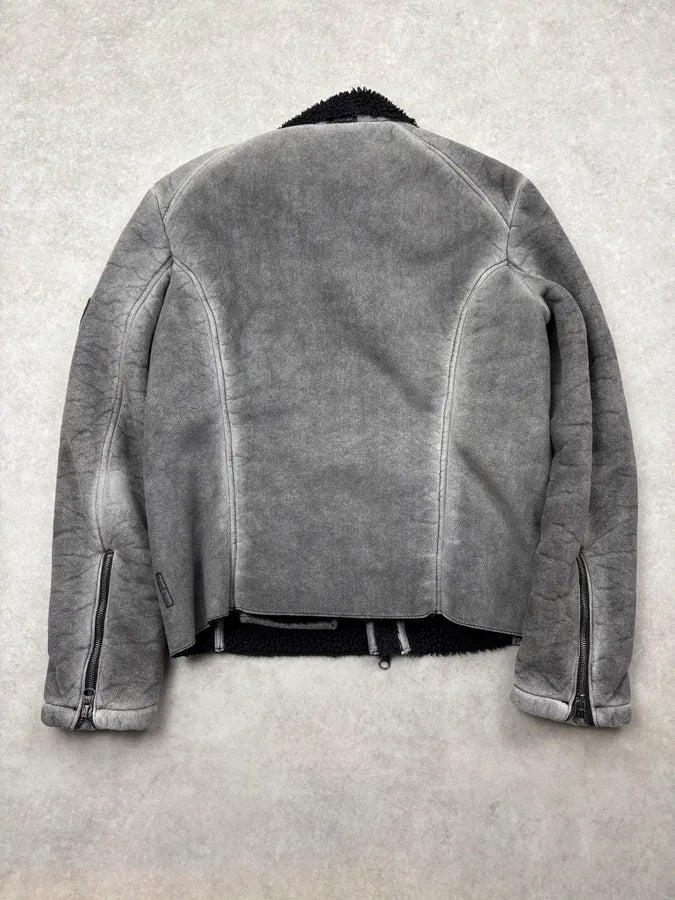 2000s Armani Grey Eroded Fleece-Lined Jacket SUbAwTX 4