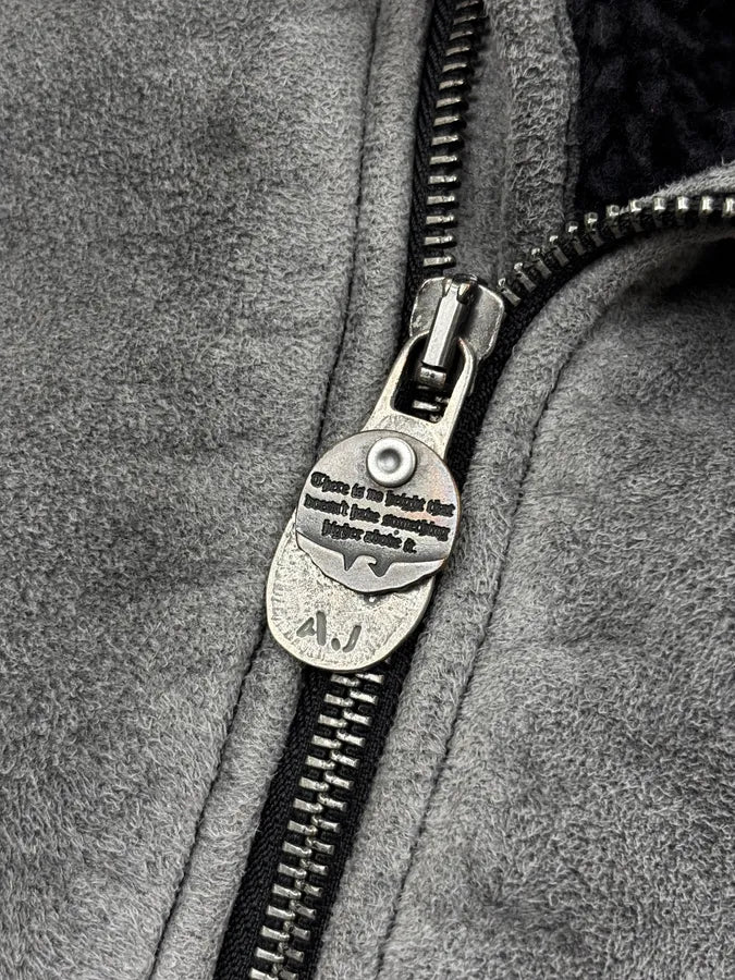2000s Armani Grey Eroded Fleece-Lined Jacket SUbAwTX 9
