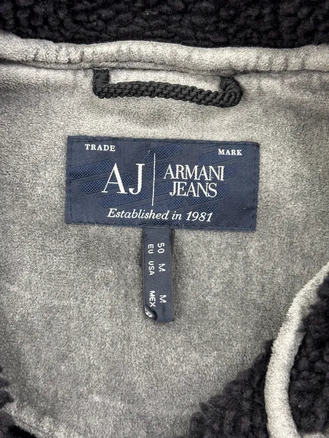 2000s Armani Grey Eroded Fleece-Lined Jacket SUbAwTX 10