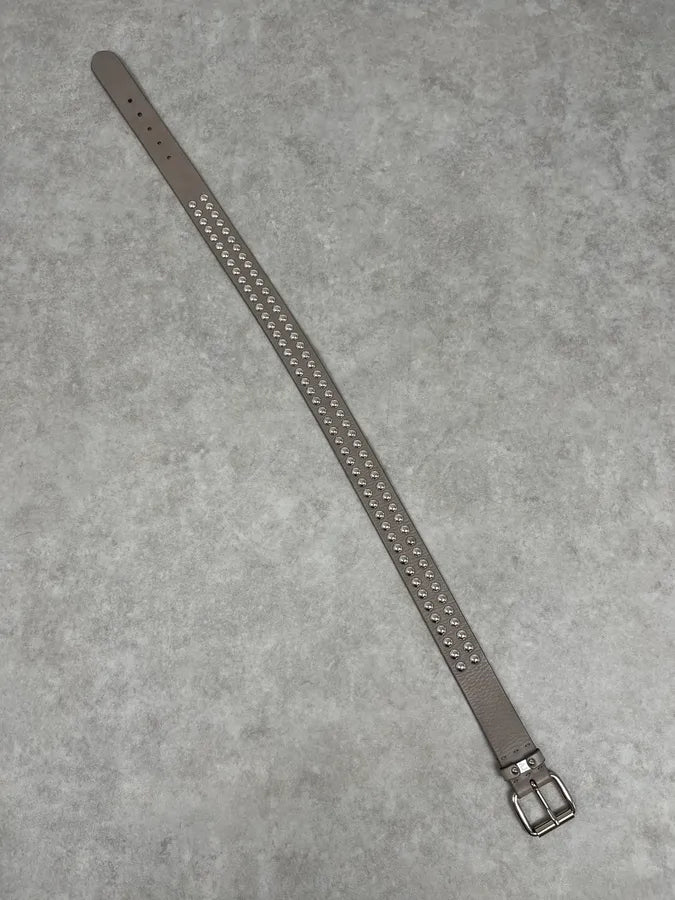 Armani Jeans Grey Leather Studded Belt YFgzdkV 6