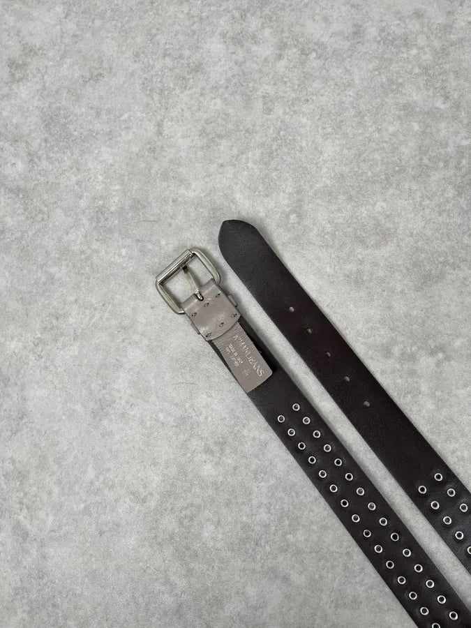 Armani Jeans Grey Leather Studded Belt YFgzdkV 3