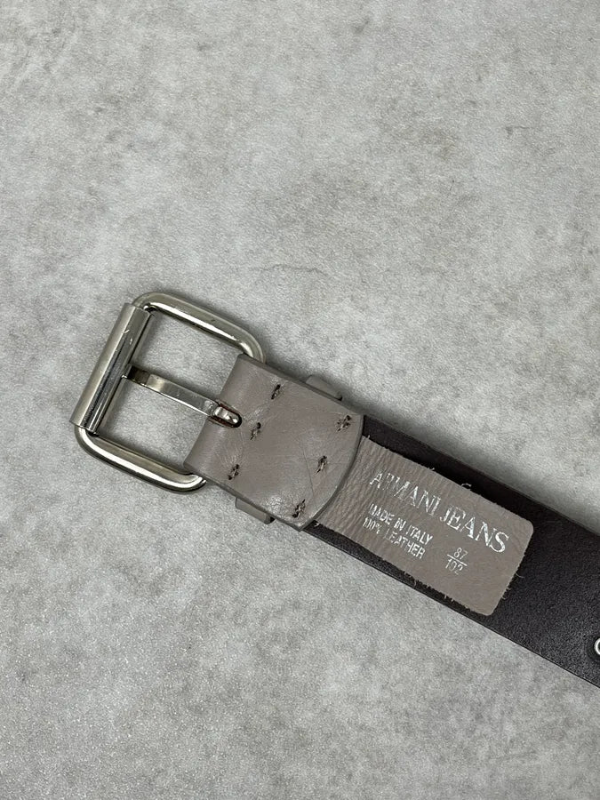 Armani Jeans Grey Leather Studded Belt YFgzdkV 5