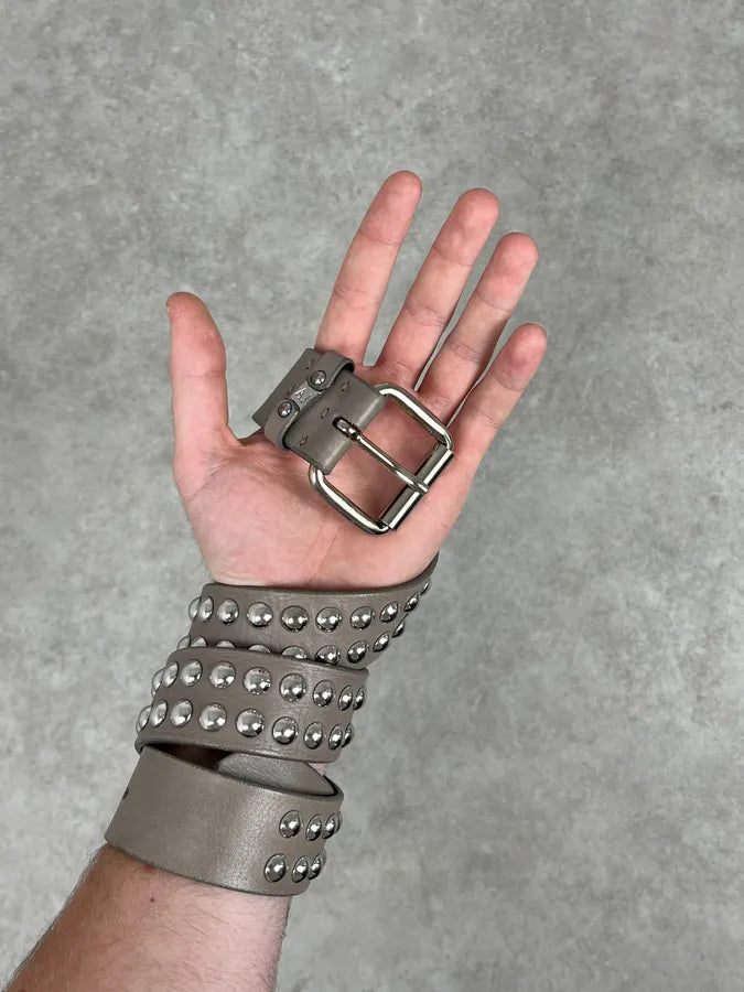 Armani Jeans Grey Leather Studded Belt YFgzdkV 1
