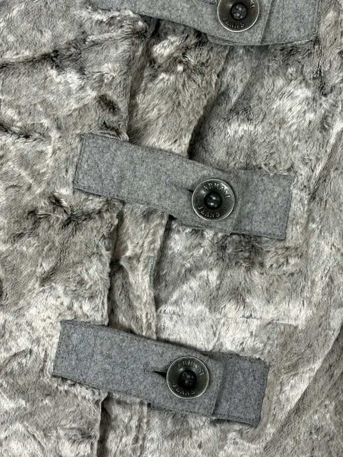 Armani Grey Velvet Faux Fur Jacket kHvhoIp 6