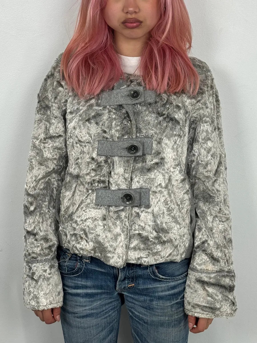 Armani Grey Velvet Faux Fur Jacket kHvhoIp 0
