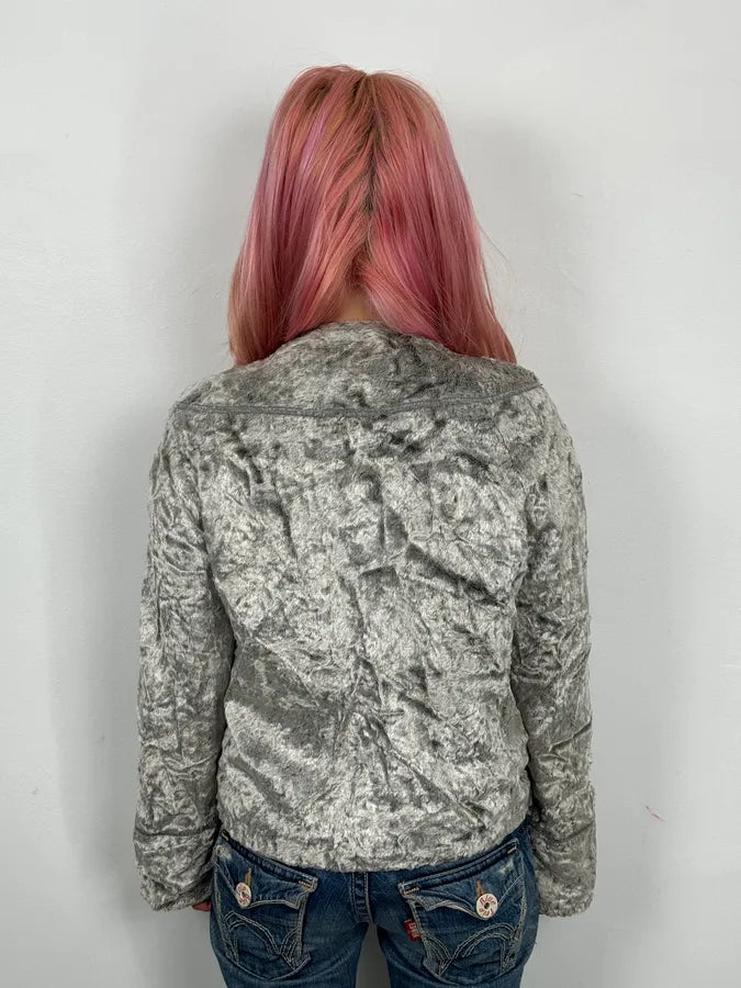 Armani Grey Velvet Faux Fur Jacket kHvhoIp 1