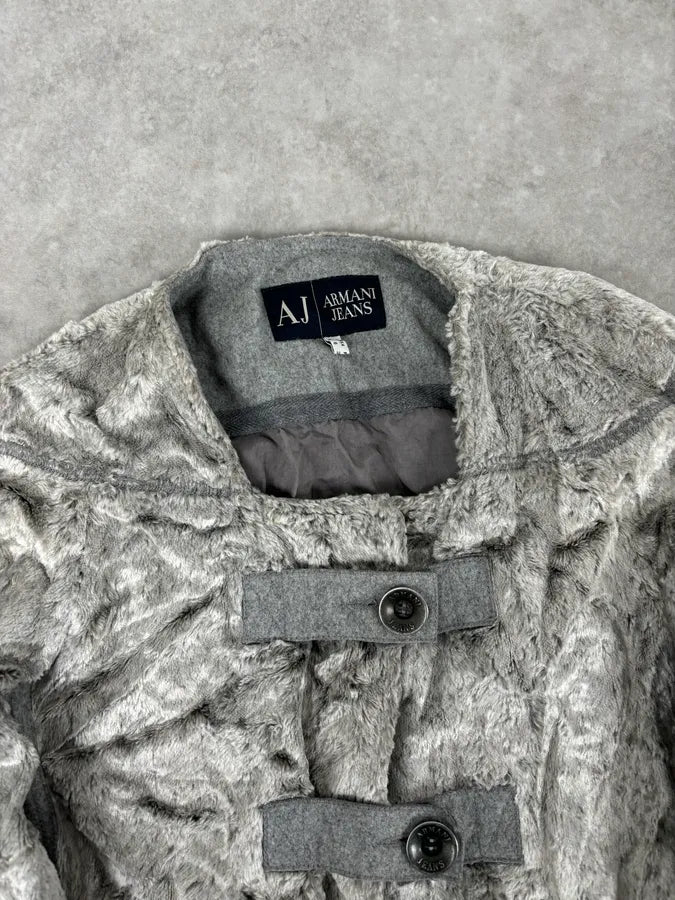 Armani Grey Velvet Faux Fur Jacket kHvhoIp 3