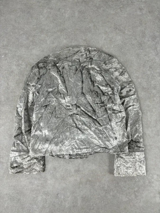 Armani Grey Velvet Faux Fur Jacket kHvhoIp 4