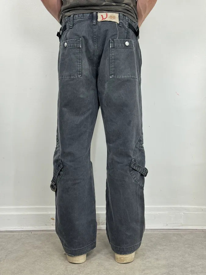 AW2005 Armani Bondage Large Navy Flared Pants QGHLDUH 3