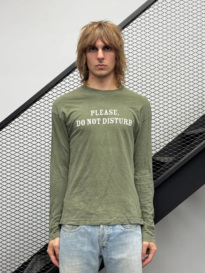Armani Please Do Not Disturb Green Graphic Longsleeve viqFLtk 0