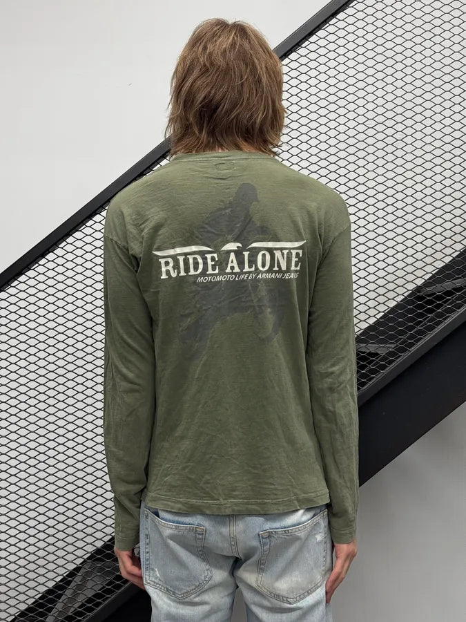 Armani Please Do Not Disturb Green Graphic Longsleeve viqFLtk 1