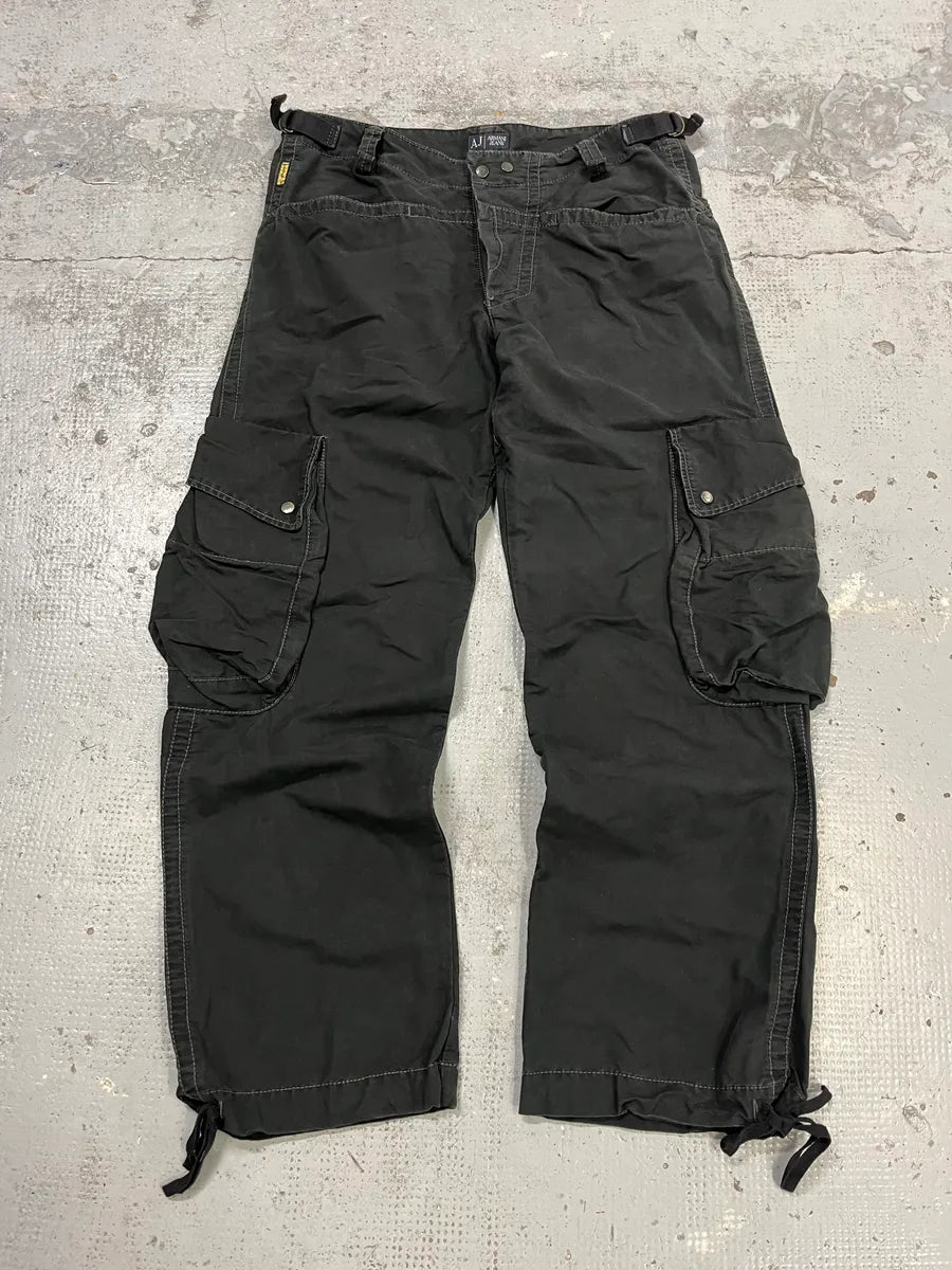 Armani Jeans Multi-Pocket Black Cargo Pants lYUqTdL 1