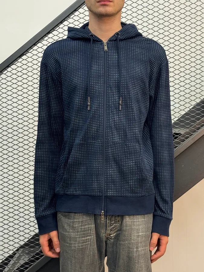 2000s Armani Navy Logo Optical Hallucination Zip-up Hoodie UihasBv 0
