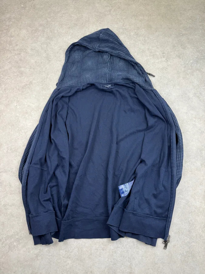 2000s Armani Navy Logo Optical Hallucination Zip-up Hoodie UihasBv 7