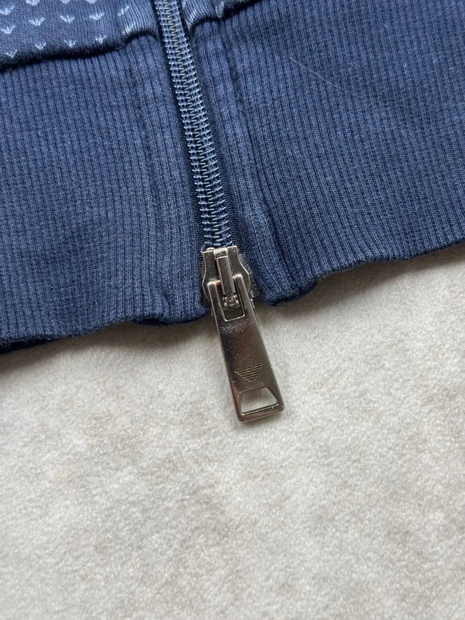 2000s Armani Navy Logo Optical Hallucination Zip-up Hoodie UihasBv 8
